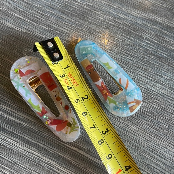 XMAS Handmade Festive Holiday 2 set Alligator Hair Clips Blue Rudolph - Picture 7 of 11